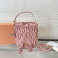 MIU MIU MATELASSÉ HANDBAG 20 IN LIGHT PINK LAMBSKIN