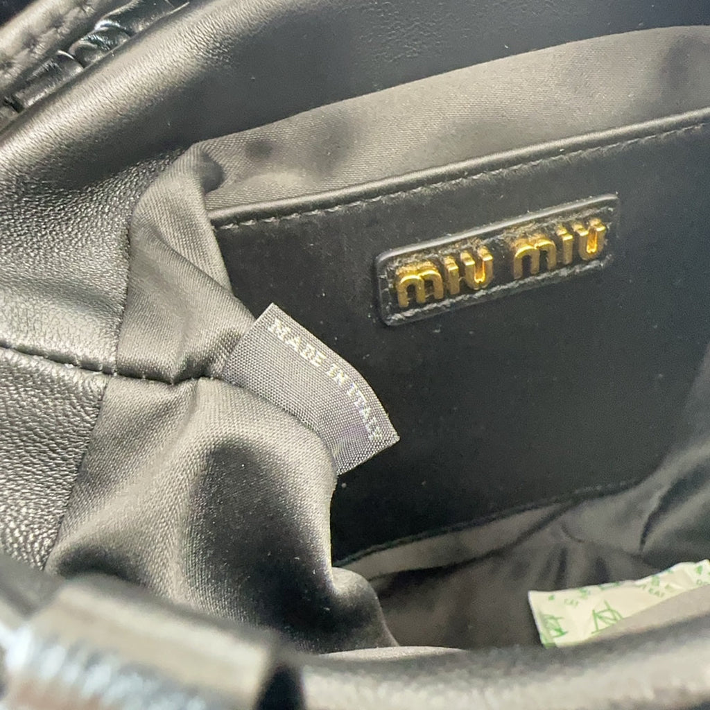 MIU MIU MATELASSÉ SMALL HANDBAG 17 IN BLACK LAMBSKIN