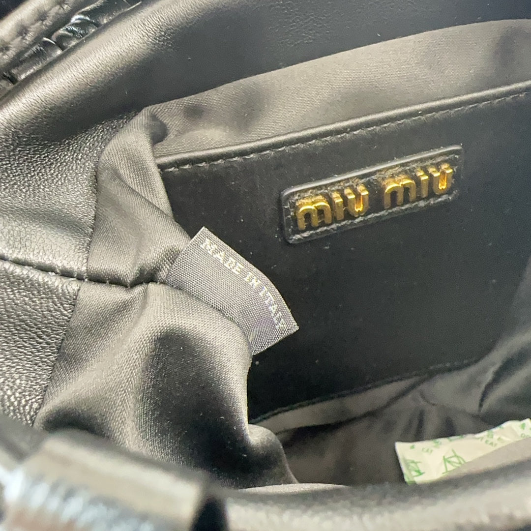 MIU MIU MATELASSÉ SMALL HANDBAG 17 IN BLACK LAMBSKIN