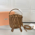 MIU MIU MATELASSÉ SMALL HANDBAG 17 IN BROWN LAMBSKIN
