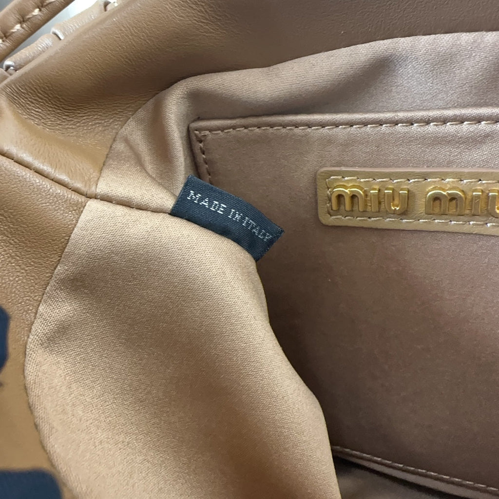 MIU MIU MATELASSÉ SMALL HANDBAG 17 IN BROWN LAMBSKIN