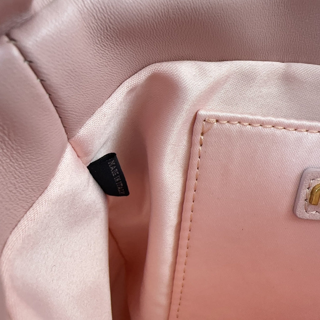 MIU MIU MATELASSÉ SMALL HANDBAG 17 IN LIGHT PINK LAMBSKIN