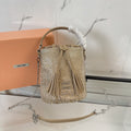 MIU MIU DIAMOND BUCKET BAG 17 IN ECRU BEIGE LAMBSKIN