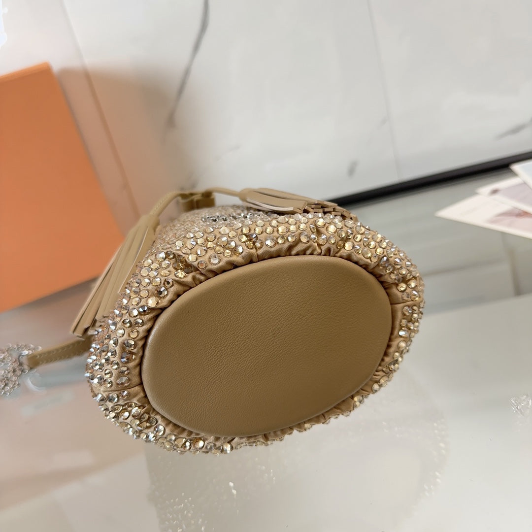 MIU MIU DIAMOND BUCKET BAG 17 IN ECRU BEIGE LAMBSKIN