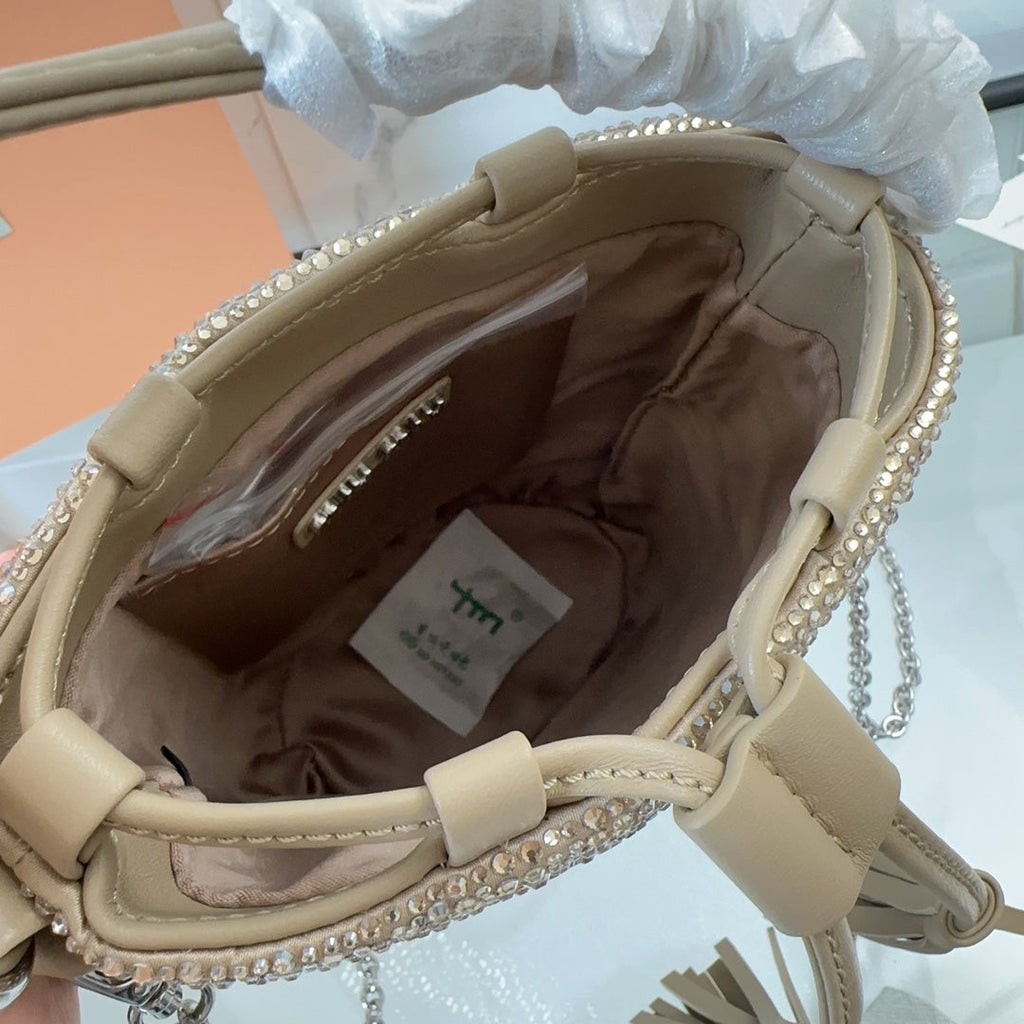 MIU MIU DIAMOND BUCKET BAG 17 IN ECRU BEIGE LAMBSKIN