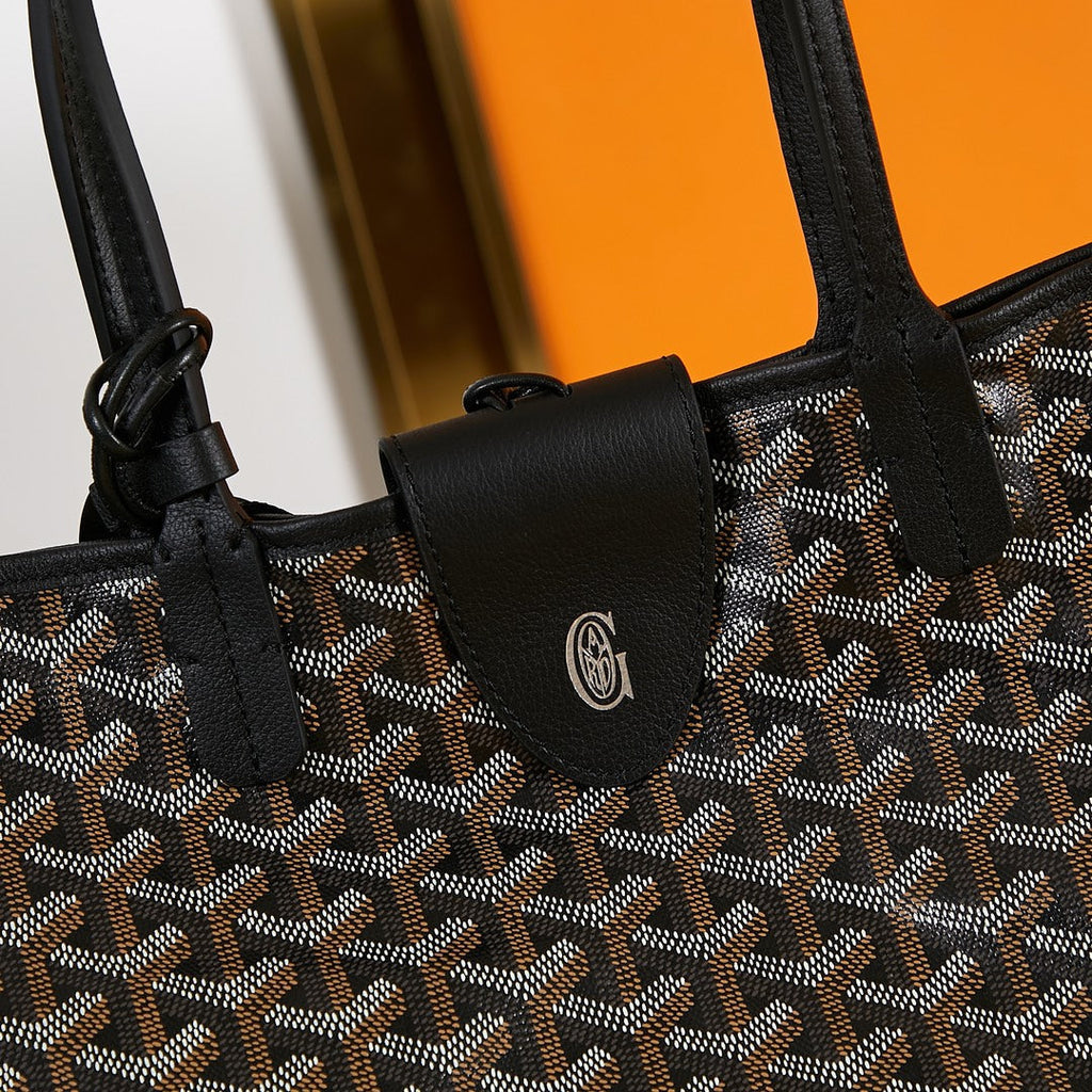 GOYARD SAINT LOUIS PM 34 IN BLACK GOYARDINE CANVAS AND CALFSKIN