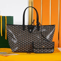 GOYARD SAINT LOUIS PM 34 IN BLACK GOYARDINE CANVAS AND CALFSKIN