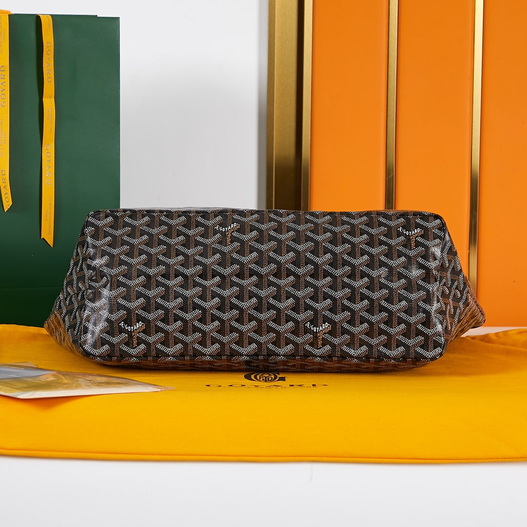 GOYARD SAINT LOUIS PM 34 IN BLACK GOYARDINE CANVAS AND CALFSKIN