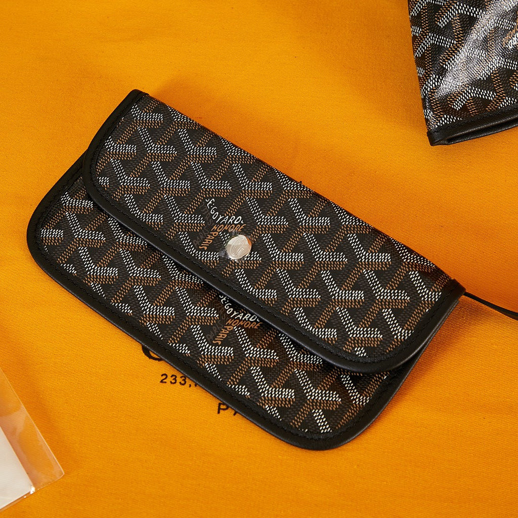 GOYARD SAINT LOUIS PM 34 IN BLACK GOYARDINE CANVAS AND CALFSKIN