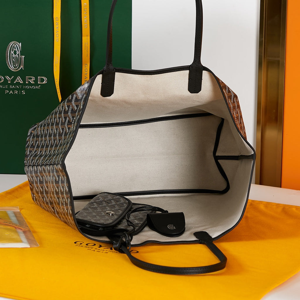 GOYARD SAINT LOUIS PM 34 IN BLACK GOYARDINE CANVAS AND CALFSKIN