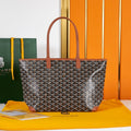 GOYARD SAINT LOUIS PM 30 IN BLACK GOYARDINE CANVAS AND TAN CALFSKIN