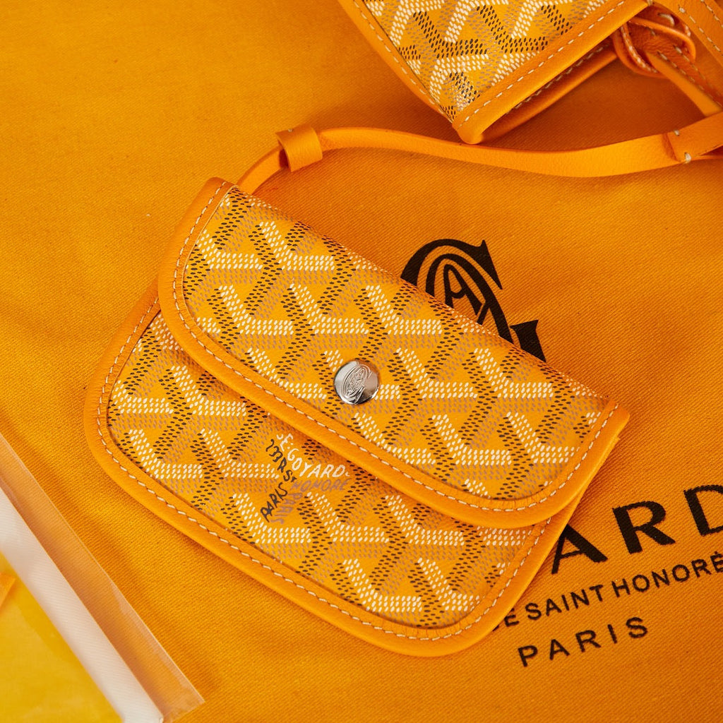 GOYARD ANJOU MINI BAG 20 IN YELLOW GOYARDINE CANVAS AND CALFSKIN