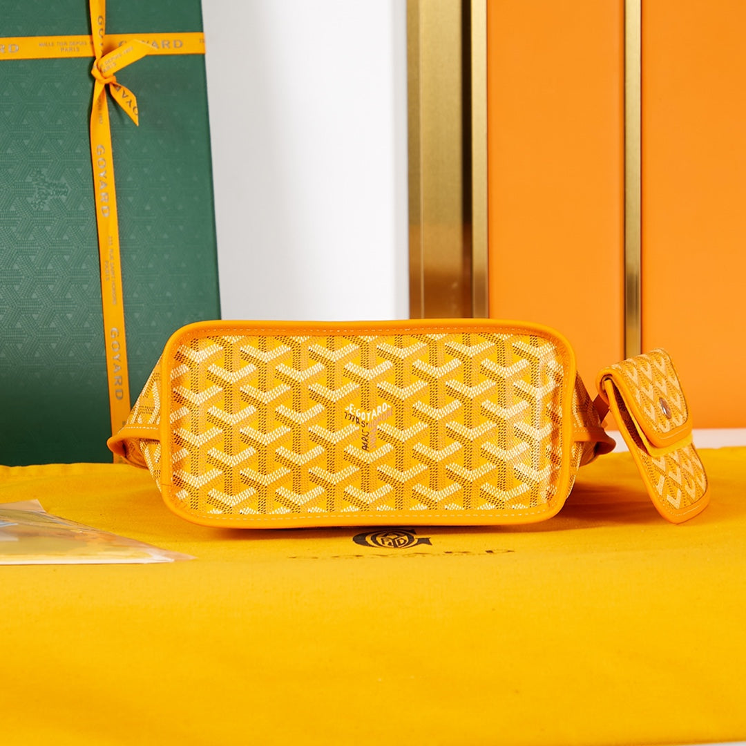 GOYARD ANJOU MINI BAG 20 IN YELLOW GOYARDINE CANVAS AND CALFSKIN