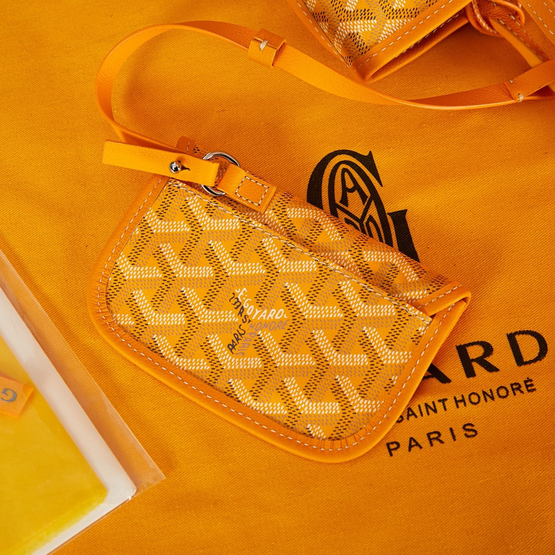GOYARD ANJOU MINI BAG 20 IN YELLOW GOYARDINE CANVAS AND CALFSKIN