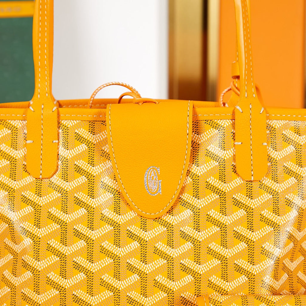 GOYARD ANJOU MINI BAG 20 IN YELLOW GOYARDINE CANVAS AND CALFSKIN