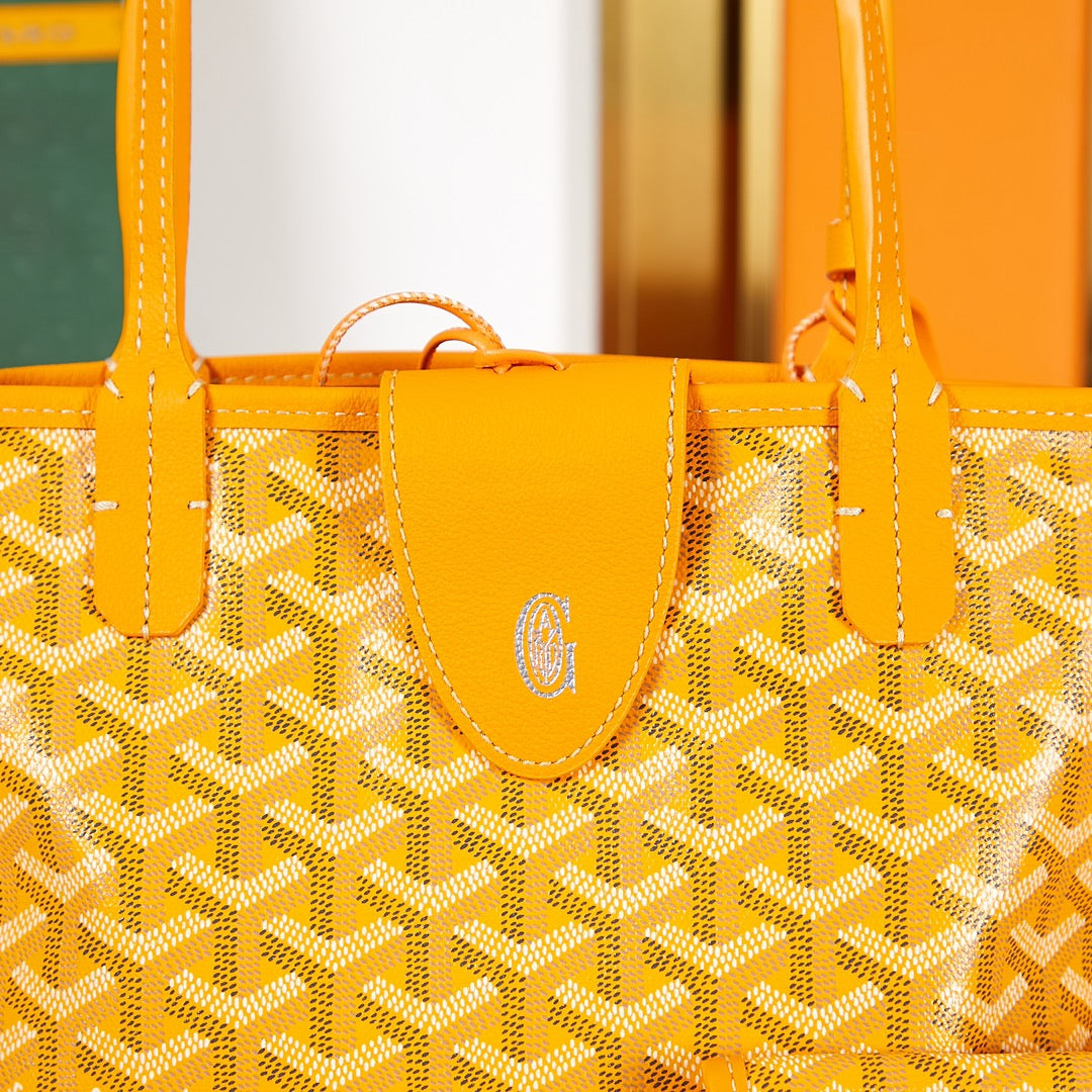 GOYARD ANJOU MINI BAG 20 IN YELLOW GOYARDINE CANVAS AND CALFSKIN