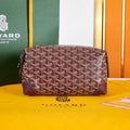 GOYARD BOWLING TOILETRY BAG 24 IN BURGUNDY RED GOYARDINE CANVAS AND CALFSKIN