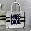 DIOR BOOK TOTE 26 IN WHITE MIX BLACK CANVAS 226503