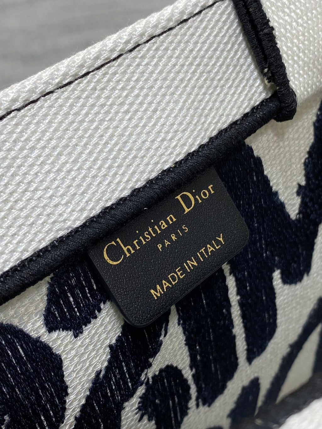 DIOR BOOK TOTE 26 IN WHITE MIX BLACK CANVAS 226503