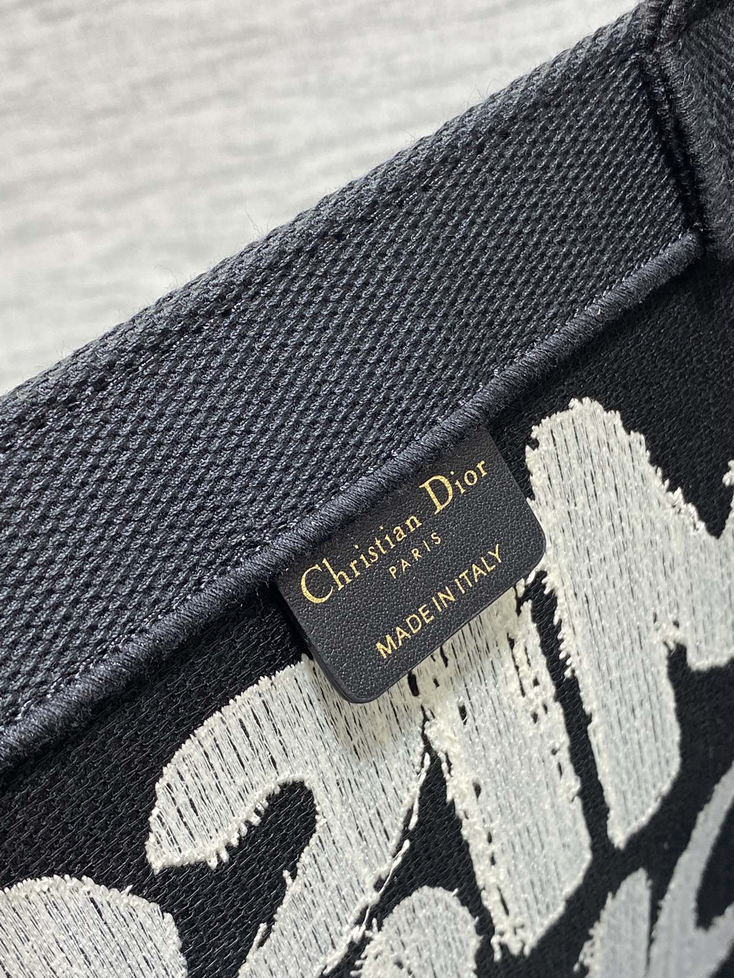 DIOR MEDIUM BOOK TOTE 36 IN BLACK MIX WHITE CANVAS 226507