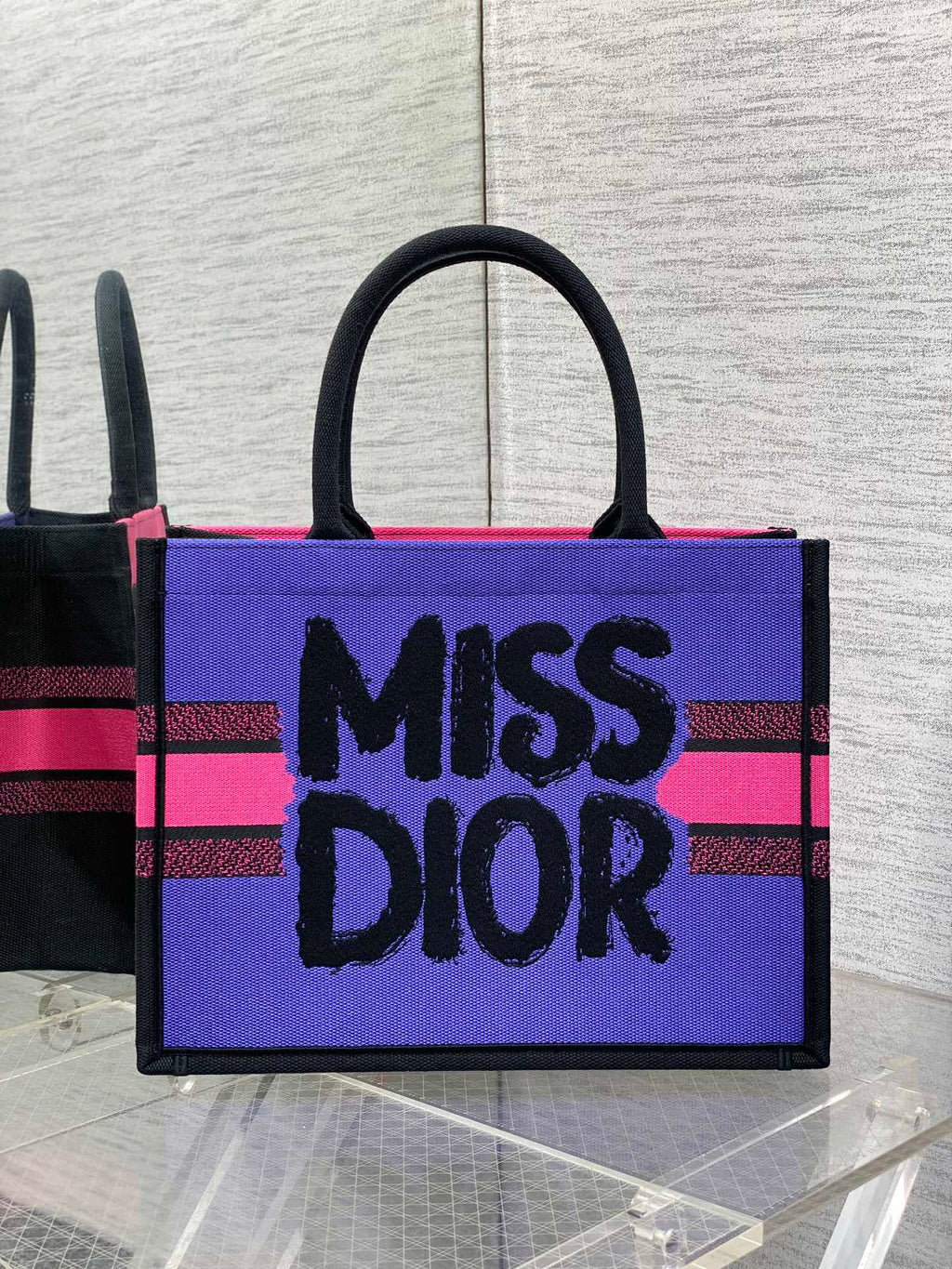 DIOR BOOK TOTE 36 IN CERISE RED MIX MINSK PURPLE CANVAS 226510