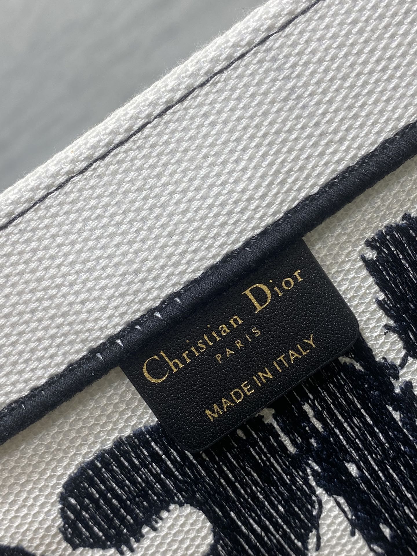 DIOR MEDIUM BOOK TOTE 36 IN WHITE MIX BLACK CANVAS 226504