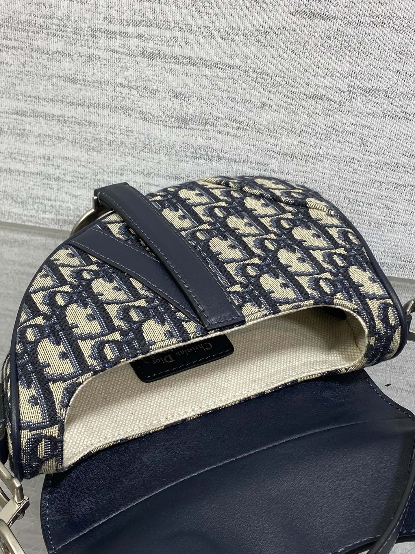 DIOR SADDLE 19 BAG WITH STRAP BLUE OBLIQUE JACQUARD