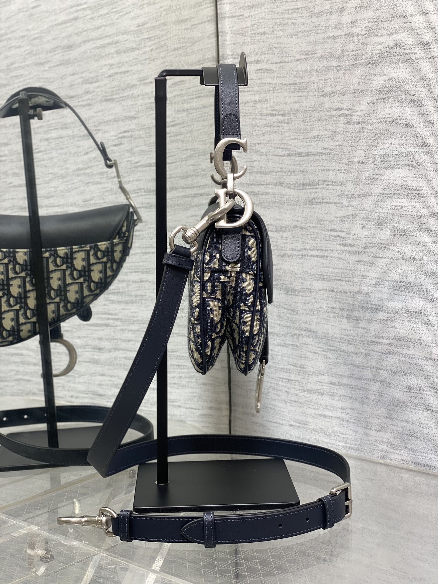 DIOR SADDLE 19 BAG WITH STRAP BLUE OBLIQUE JACQUARD