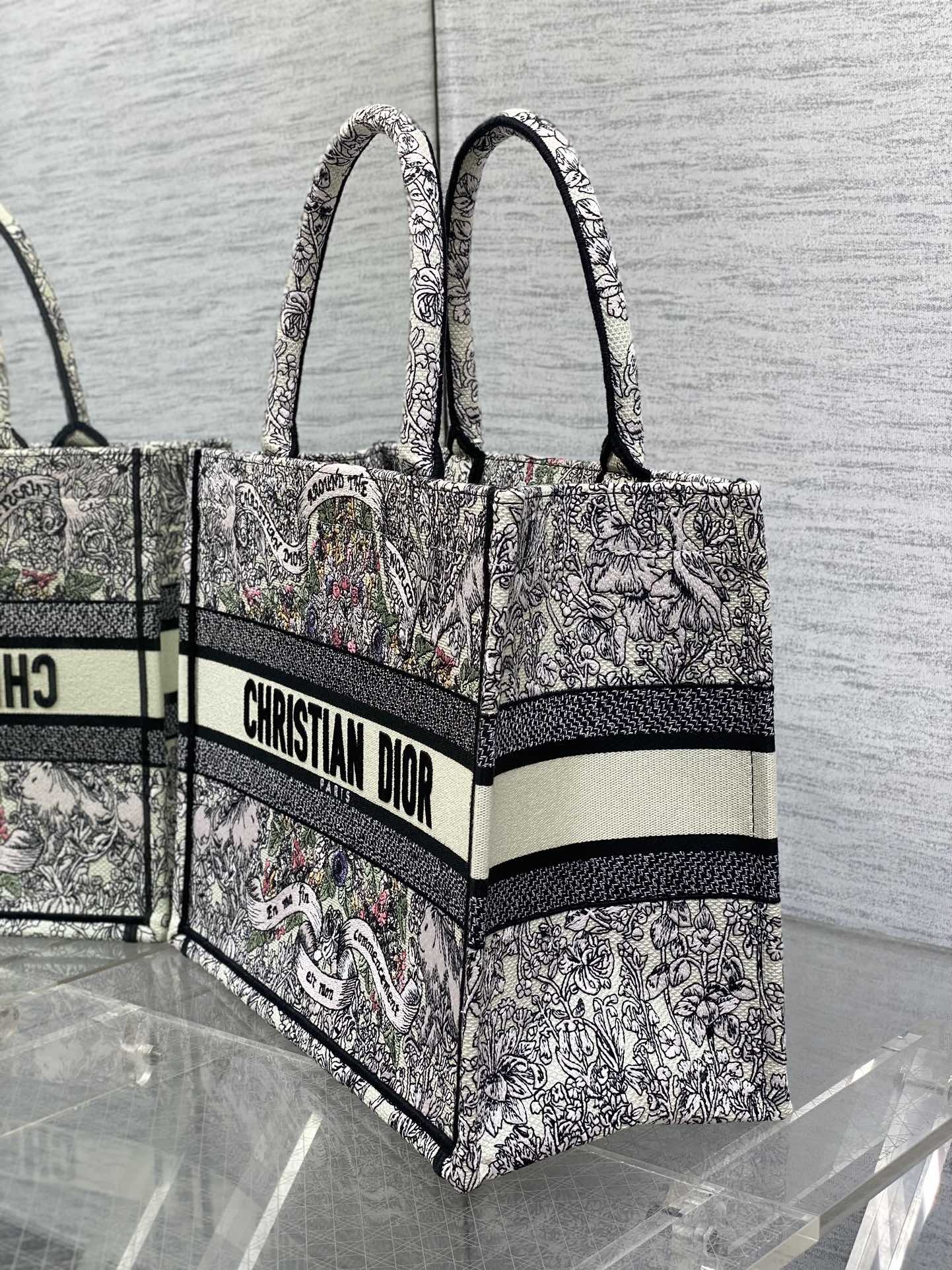 DIOR MEIDUM 36 BOOK TOTE IN COLORFUL CANVAS 226290