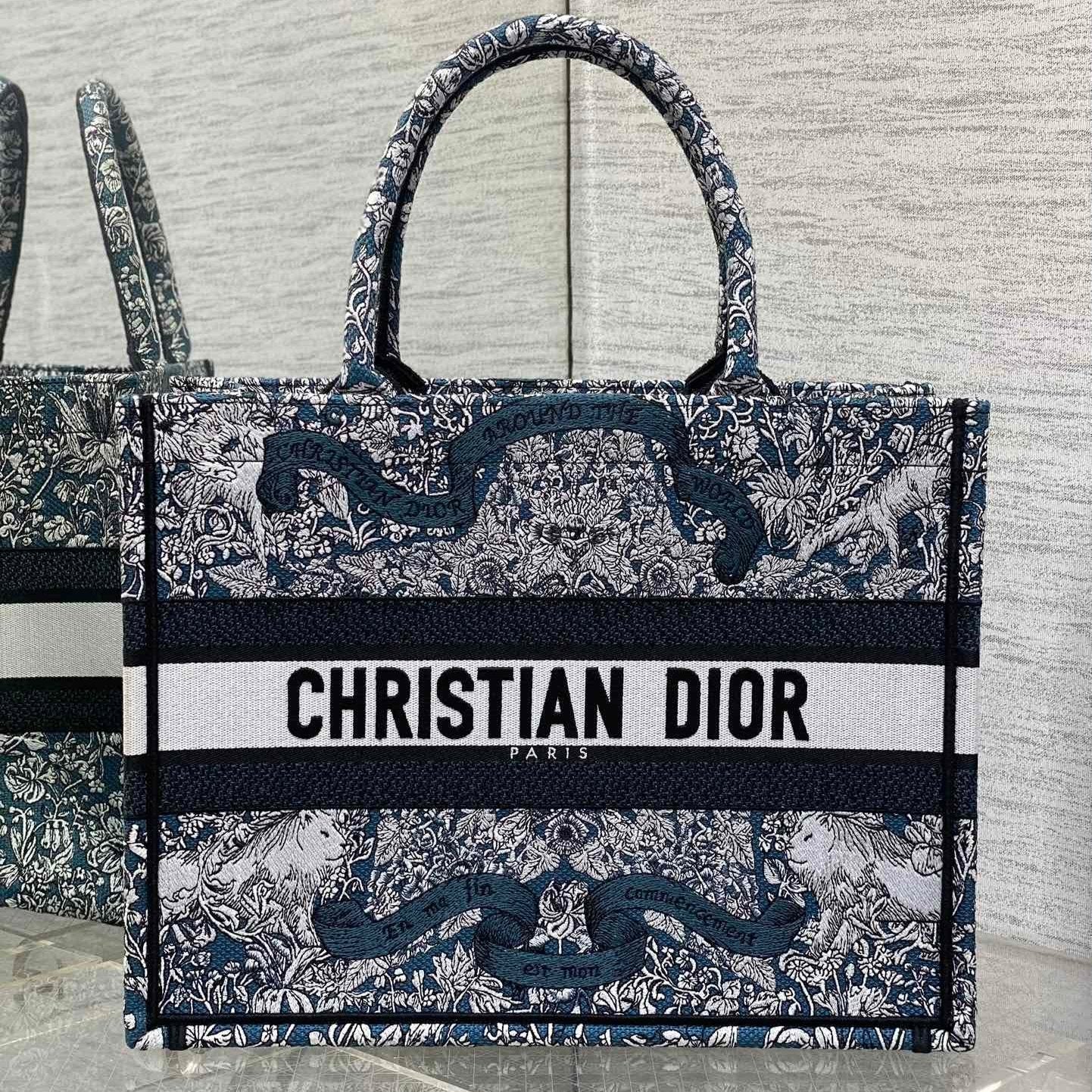 DIOR MEIDUM 36 BOOK TOTE IN BLACK CANVAS 226297