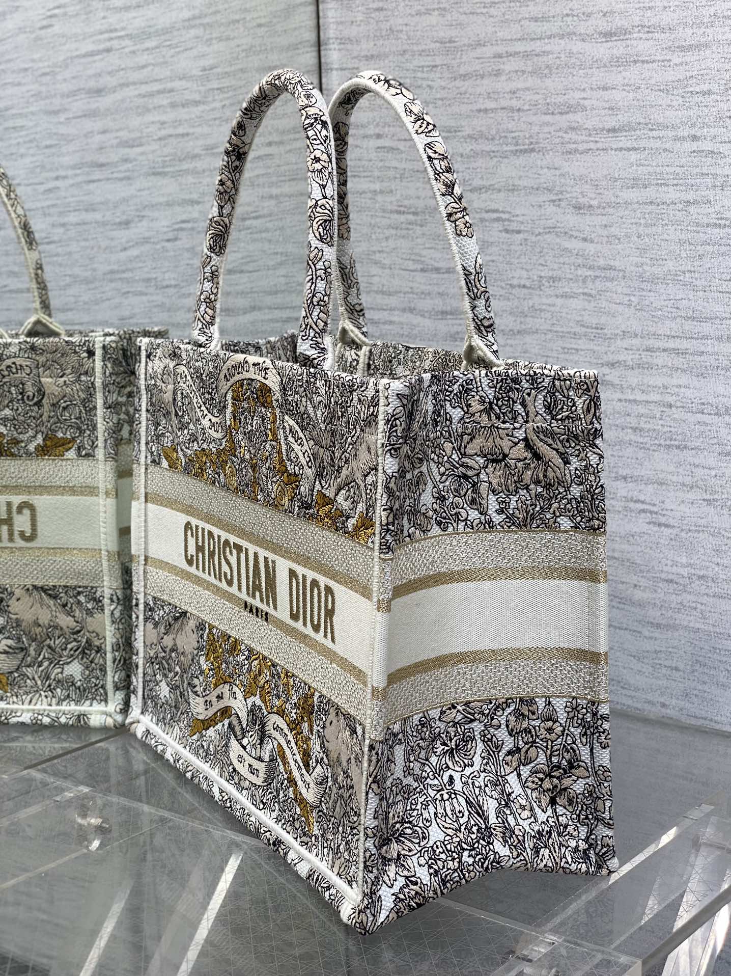 DIOR MEIDUM 36 BOOK TOTE IN COLORFUL CANVAS 226304