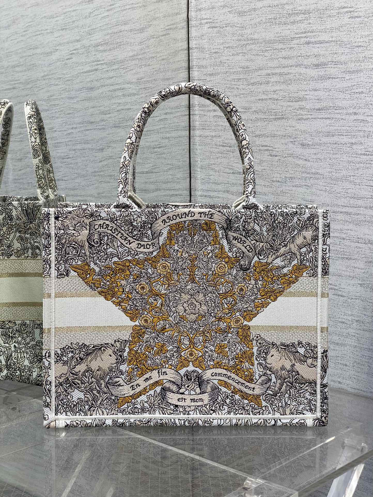 DIOR MEIDUM 36 BOOK TOTE IN COLORFUL CANVAS 226304