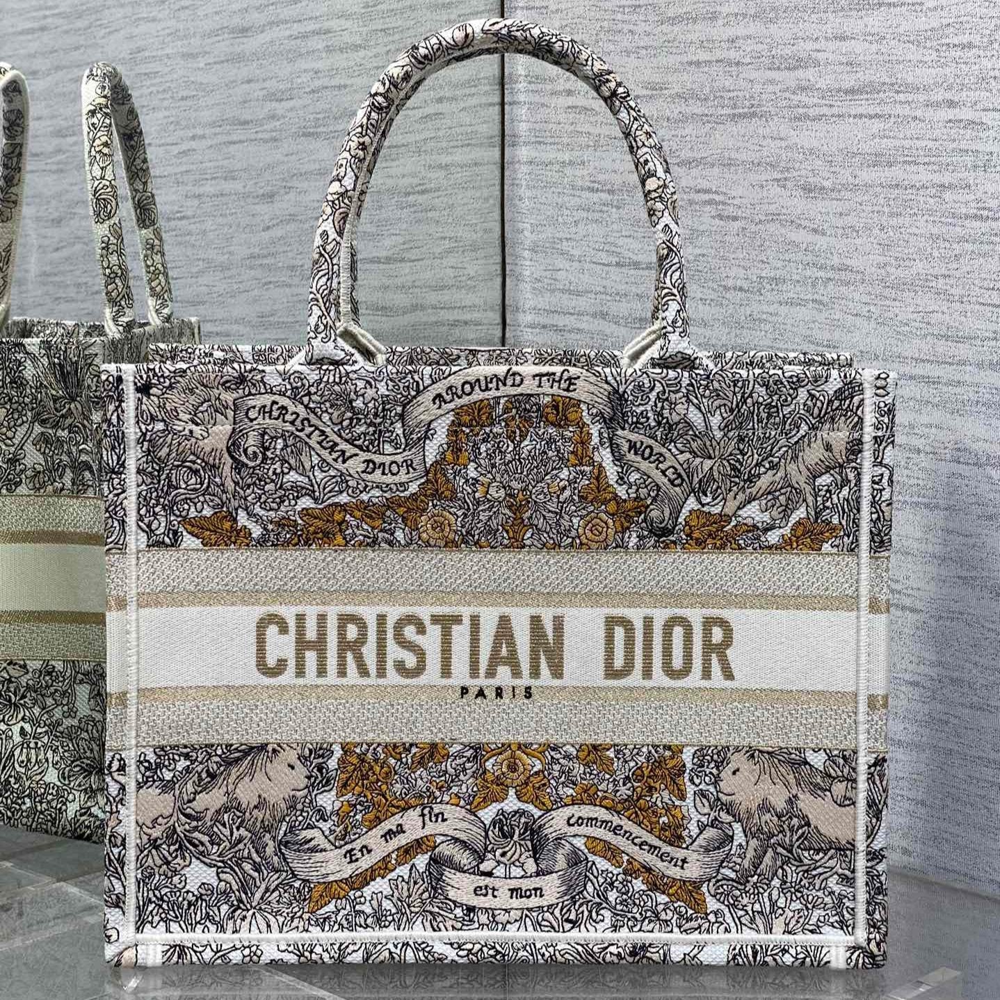 DIOR MEIDUM 36 BOOK TOTE IN COLORFUL CANVAS 226304