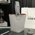 LOEWE LOE MINI 19 PEBBLE BUCKET IN GRAY STEEL MELLOW CALFSKIN
