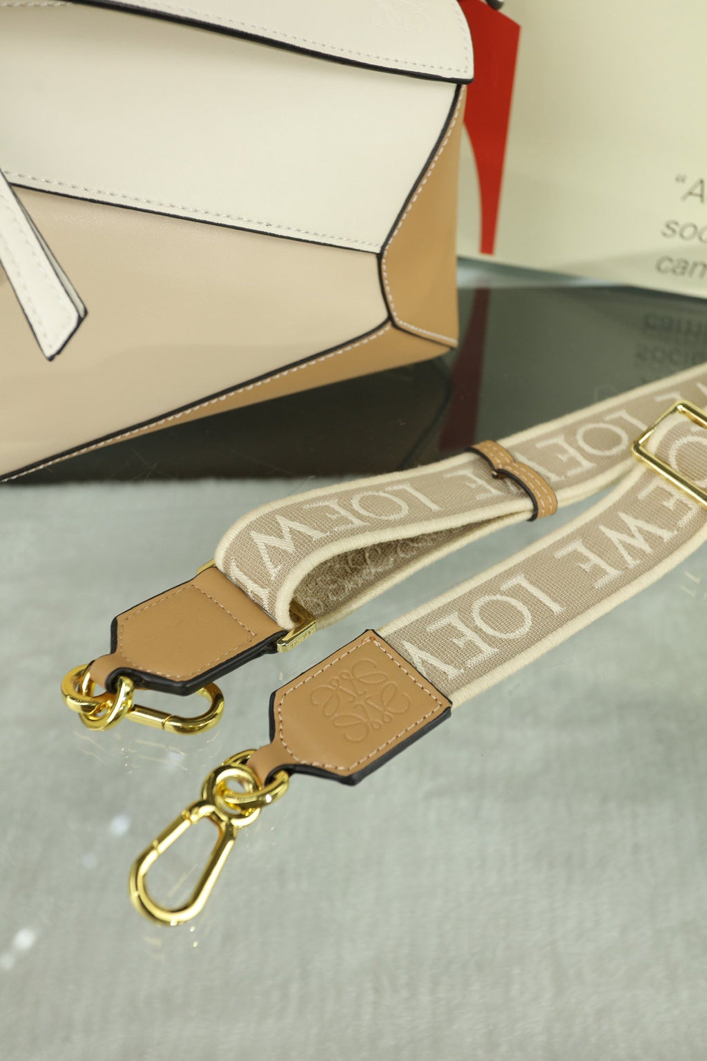 LOEWE LOE MINI PUZZLE 23 BAG IN BEIGE CREAM MIX TAN CALFSKIN