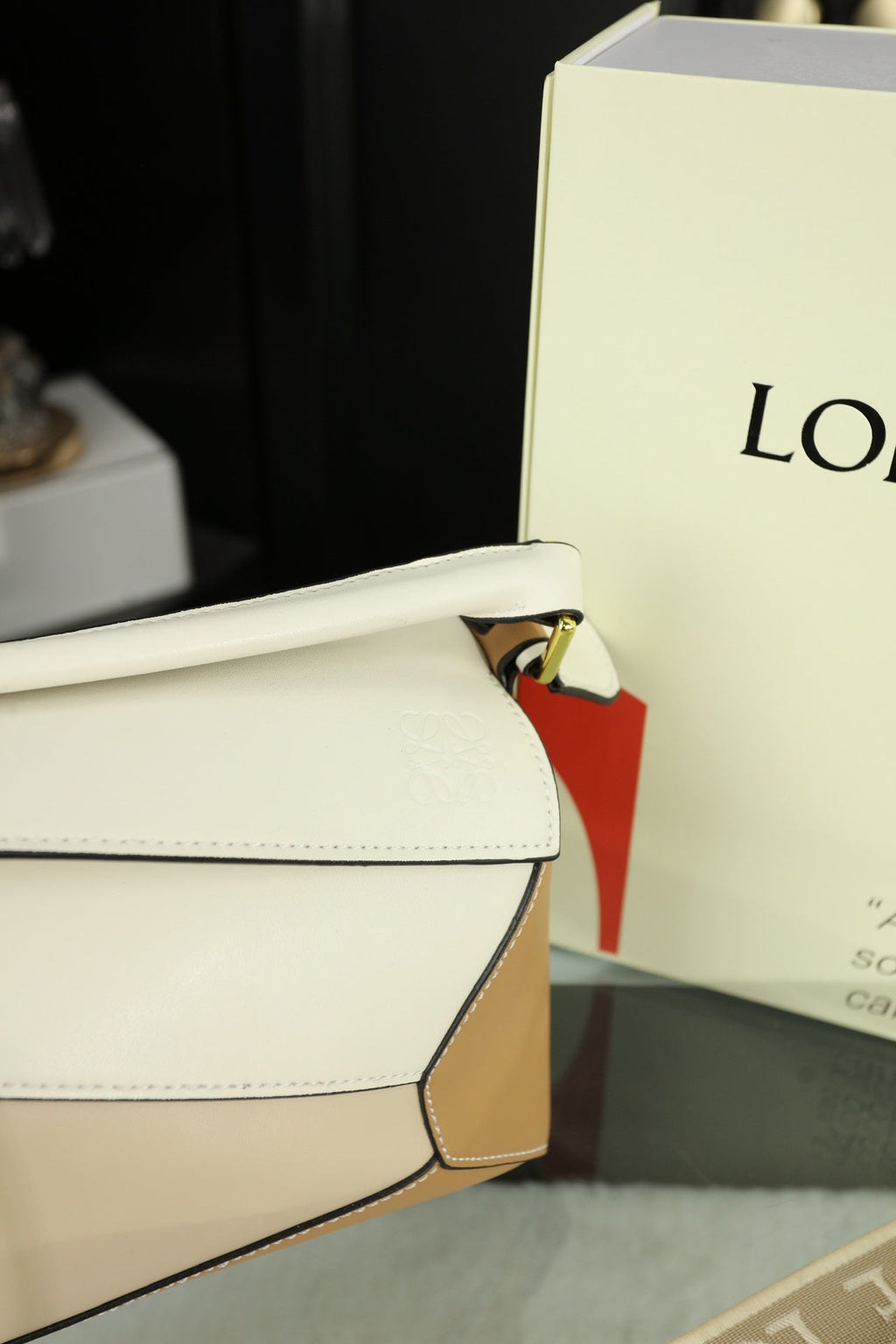 LOEWE LOE MINI PUZZLE 23 BAG IN BEIGE CREAM MIX TAN CALFSKIN