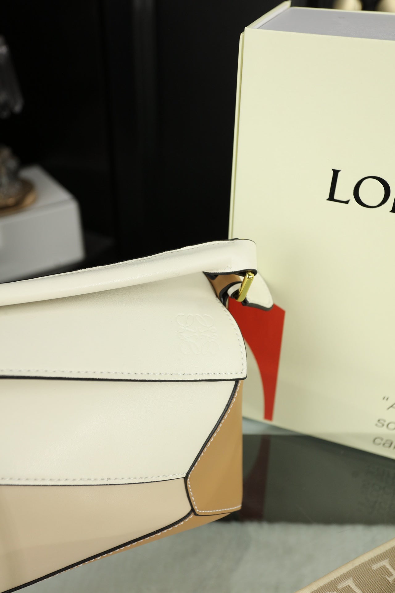 LOEWE LOE MINI PUZZLE 23 BAG IN BEIGE CREAM MIX TAN CALFSKIN