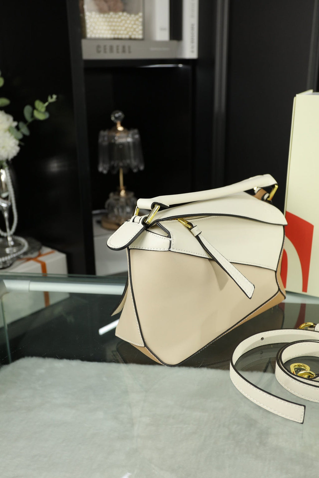 LOEWE LOE MINI PUZZLE 23 BAG IN BEIGE CREAM MIX TAN CALFSKIN