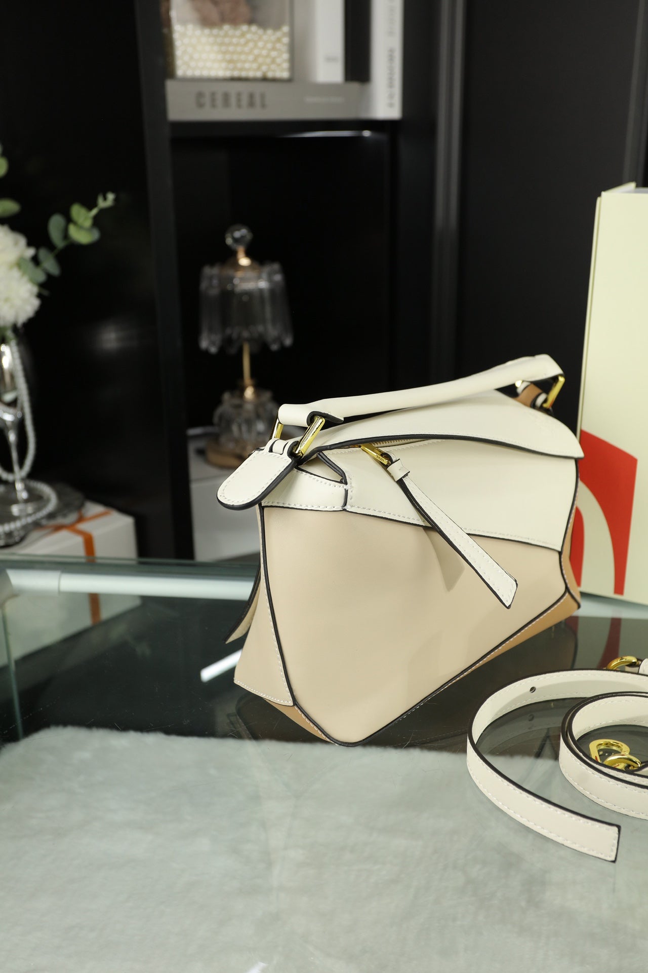 LOEWE LOE MINI PUZZLE 23 BAG IN BEIGE CREAM MIX TAN CALFSKIN