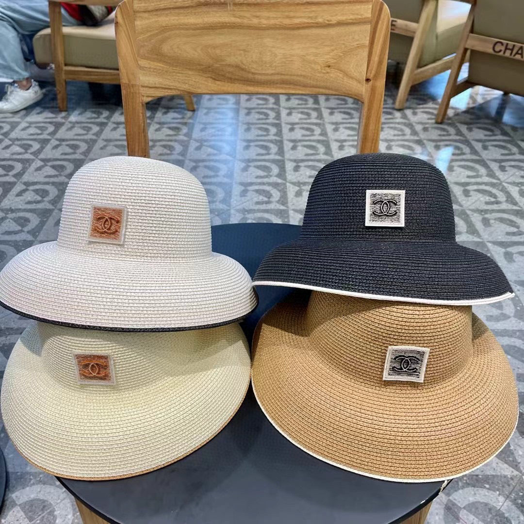 CHANEL STRAW CLOCHE HAT BROWN 672754