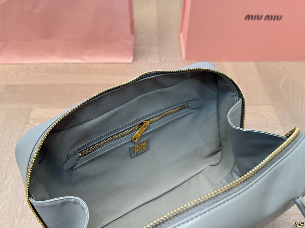 MIU MIU BEAU BAG 33 IN GRAY CALFSKIN WITH BASEBALL CHARM