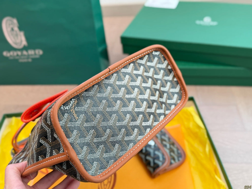 GOYARD ANJOU MINI BAG 21 IN BROWN GOYARDINE CANVAS AND CALFSKIN
