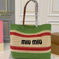 MIU MIU TOTE 33 BAG IN MULTICOLOR WOVEN STRAW