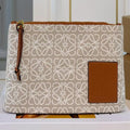 LOEWE LOE 28 CLUTCH BAG IN BEIGE ANAGRAM JACQUARD