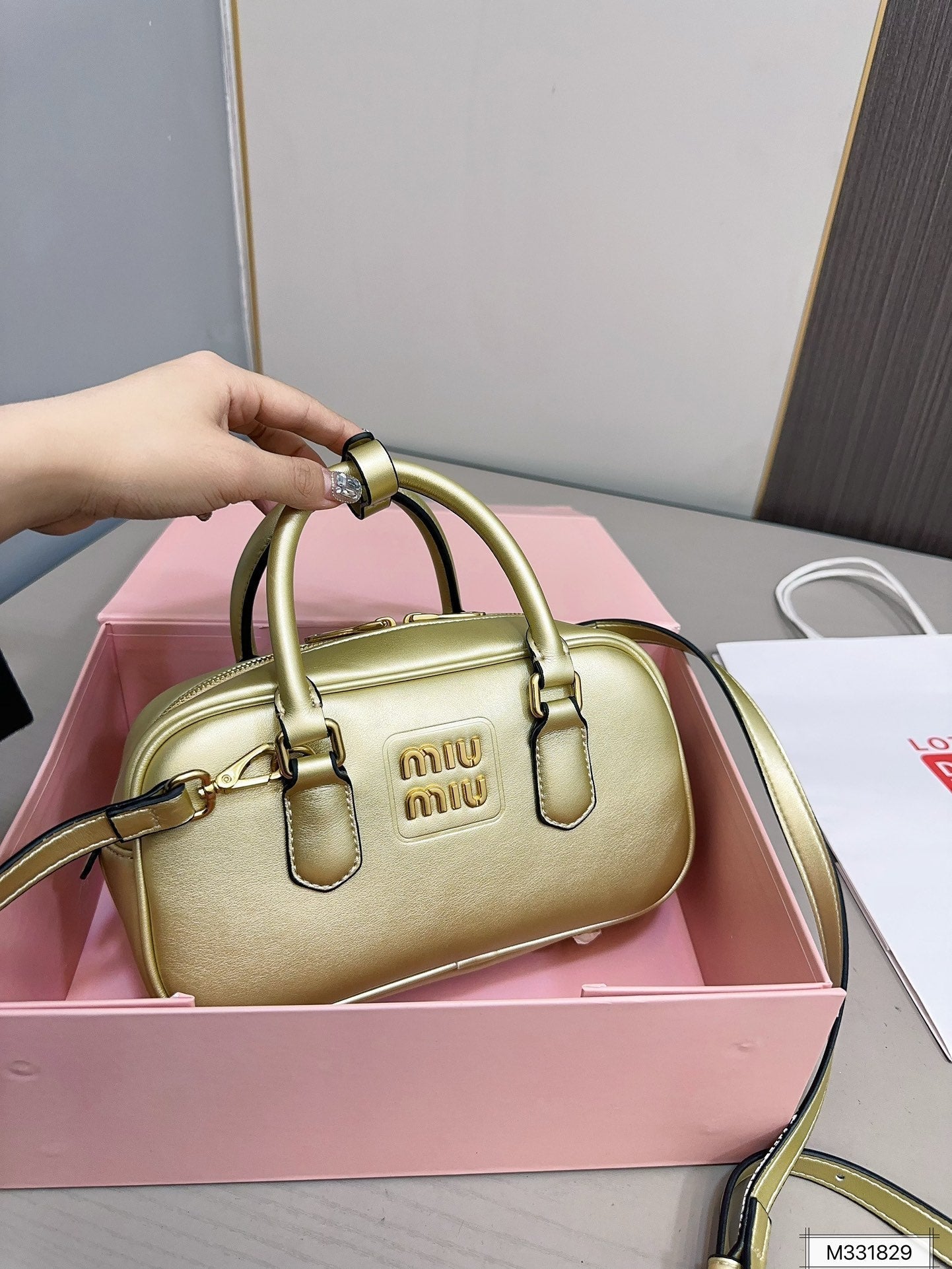 MIU MIU ARCADIE 25 BAG IN GOLDEN CALFSKIN