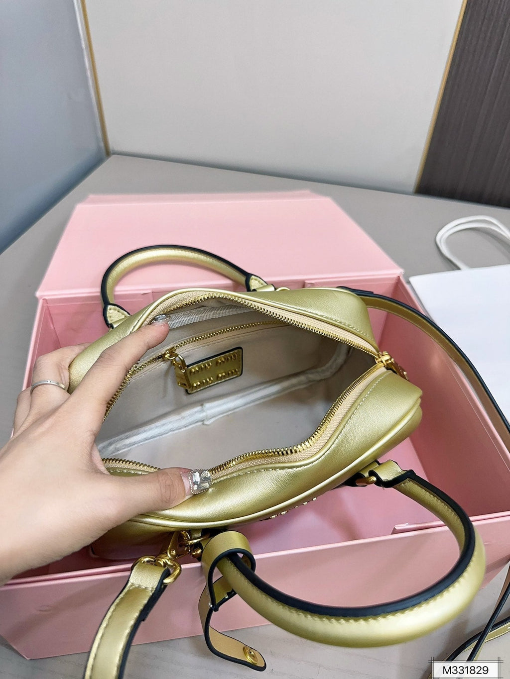 MIU MIU ARCADIE 25 BAG IN GOLDEN CALFSKIN