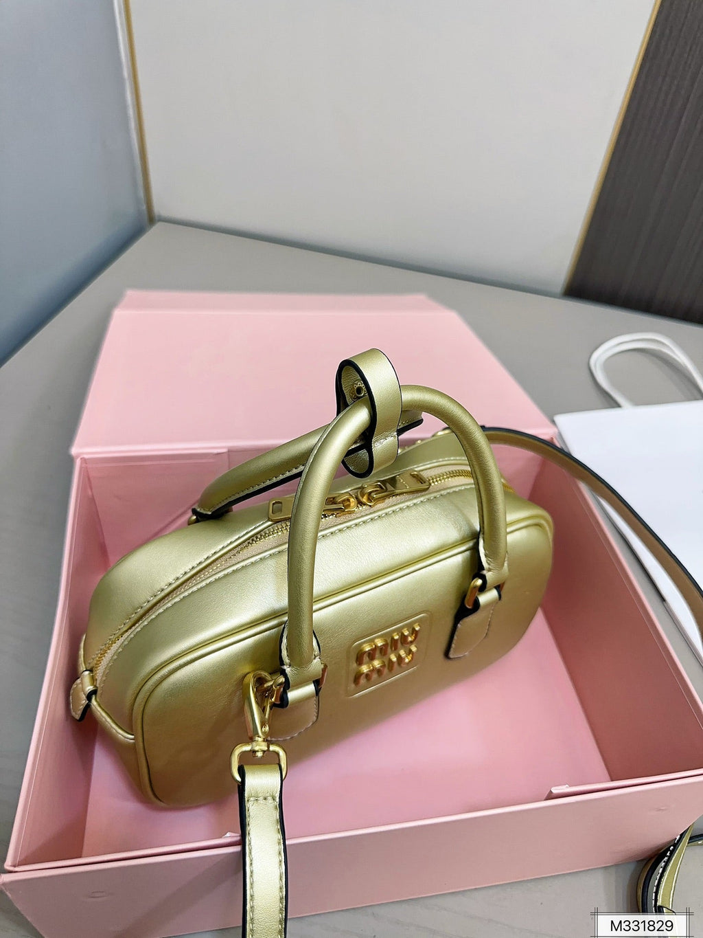 MIU MIU ARCADIE 25 BAG IN GOLDEN CALFSKIN