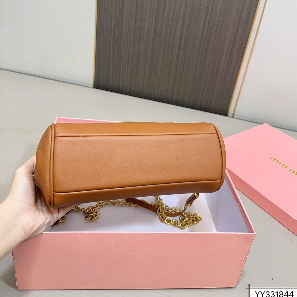 MIU MIU SHOULDER BAG 25 IN BRONZE BROWN CALFSKIN GOLD HARDWARE