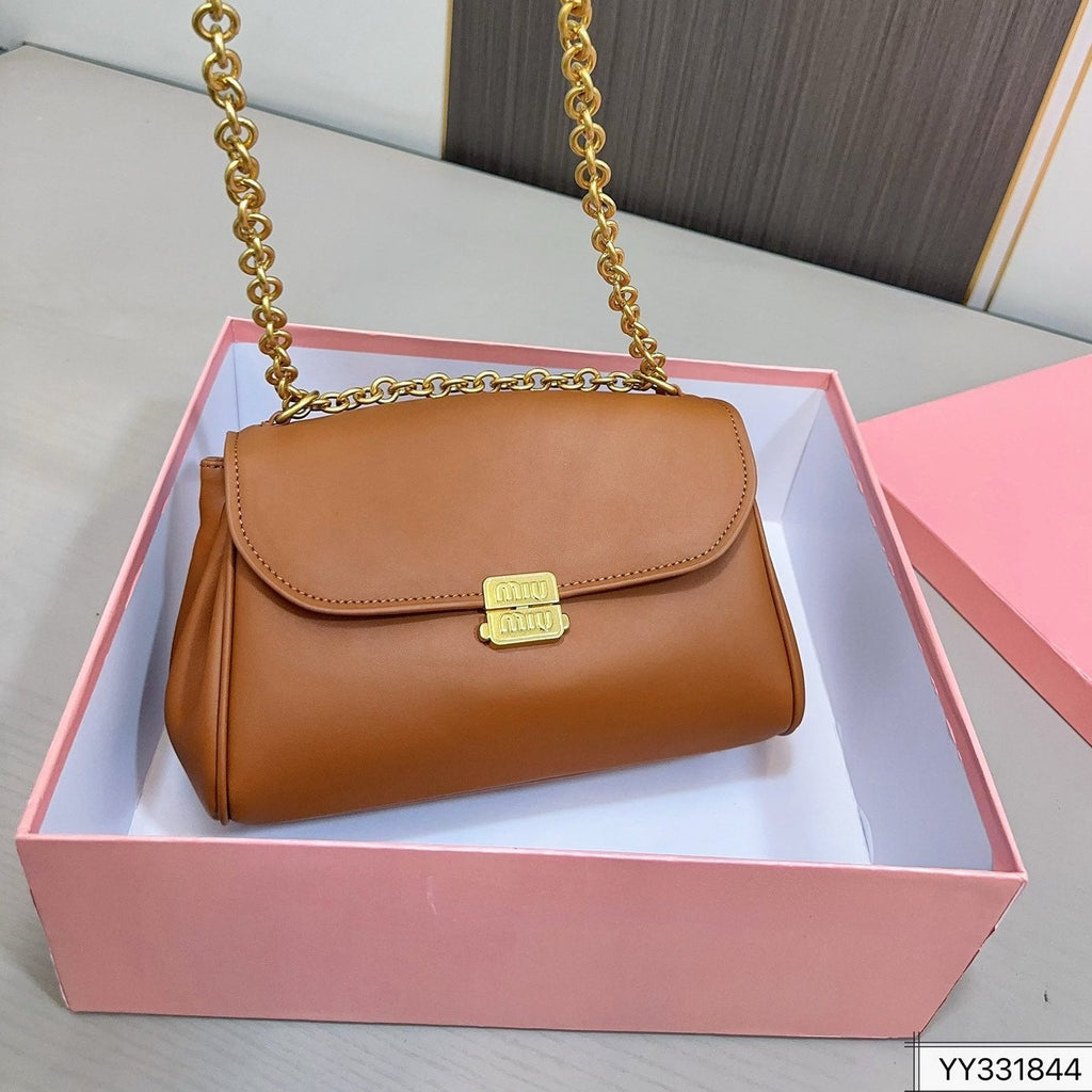 MIU MIU SHOULDER BAG 25 IN BRONZE BROWN CALFSKIN GOLD HARDWARE