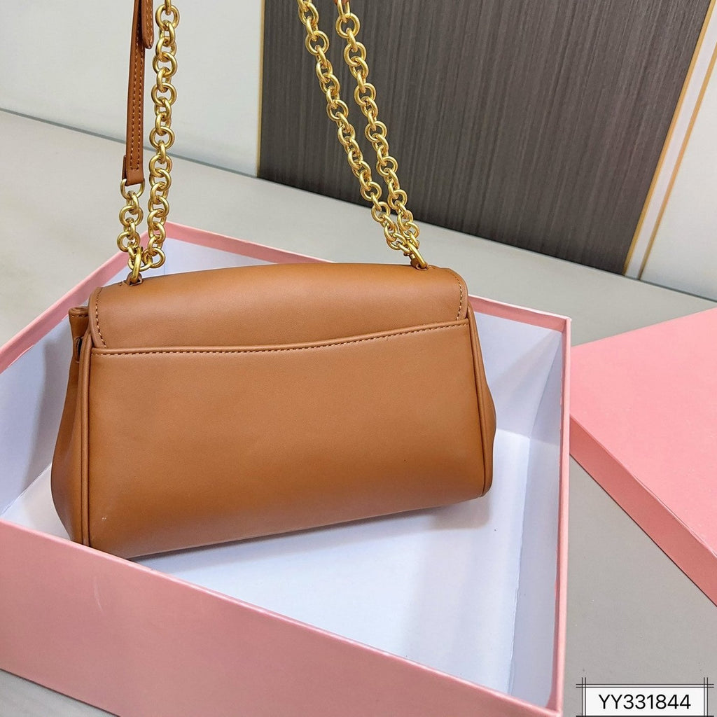 MIU MIU SHOULDER BAG 25 IN BRONZE BROWN CALFSKIN GOLD HARDWARE